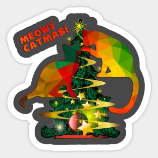 Meowy Christmas Cats Tree Sticker